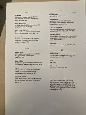 Menu as of April 2023  at GYS - Voorstraat in Utrecht