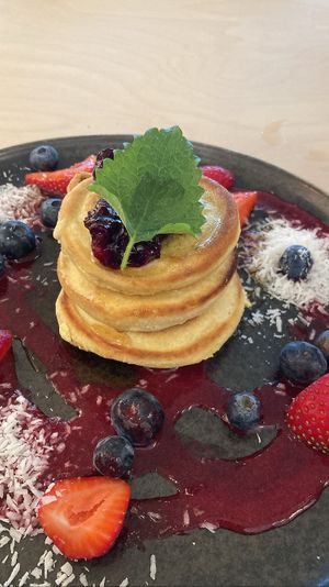 Pancakes: in my opinion the most boring dish they offer. While they’re fluffy they’re also dry and taste just like flour and oil. The pancakes seem to be unsweetened  at GYS - Voorstraat in Utrecht