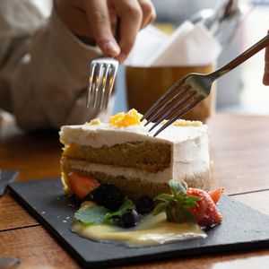 Orange whipped cream cake  at GYS - Voorstraat in Utrecht