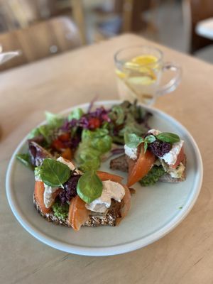 Sandwich caprese (with cashew mozarella): decent, but not really my thing   at GYS - Voorstraat in Utrecht