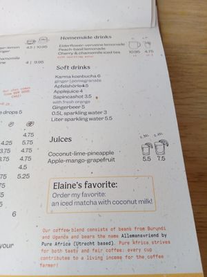 Soft drinks menu (English, June 2025) at GYS - Voorstraat in Utrecht