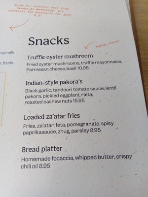 Snacks menu (English, June 2025) at GYS - Voorstraat in Utrecht