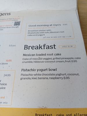 Breakfast menu (English, June 2025) at GYS - Voorstraat in Utrecht