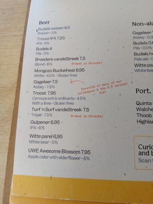Beer menu (English, June 2025) at GYS - Voorstraat in Utrecht