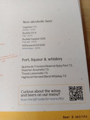 Non-alcoholic beer menu (English, June 2025) at GYS - Voorstraat in Utrecht