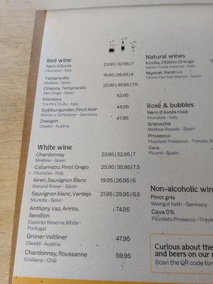 Red and white wine menu (English, June 2025) at GYS - Voorstraat in Utrecht