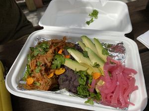 Jackfruit tacos(tortillas on the side) at Good Eden in New Orleans