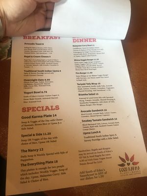 Menu at Good Eden in New Orleans