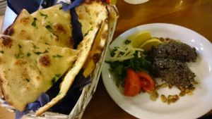 Tapenade with garlic pizza bread at Vegan Pizza in Warsaw