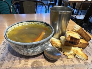 Vegan soup  at Marcopolo Freelife in Ushuaia