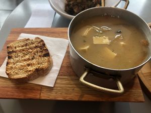 Vegan soup of the day at Marcopolo Freelife in Ushuaia