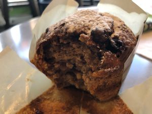 Vegan banana berry muffin at Marcopolo Freelife in Ushuaia
