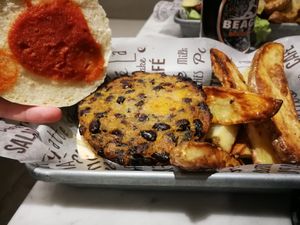 Vegan burger at Marcopolo Freelife in Ushuaia