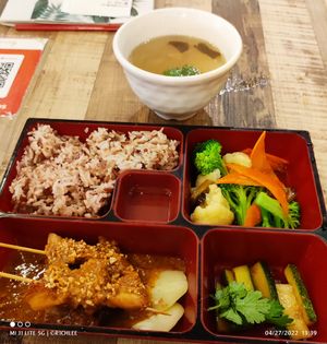 Satay Monkey Head Mushroom Bento Set at Nature Cafe 自然疏食 - The Aperia in Central Singapore