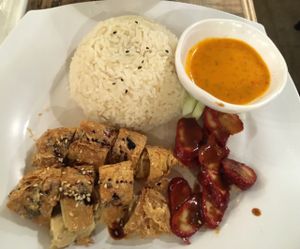 2 in 1 chicken cum char Siew rice at Nature Cafe 自然疏食 - The Aperia in Central Singapore