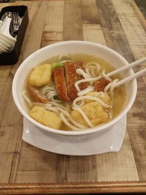 Noodle bowl with 'chicken' at Nature Cafe 自然疏食 - The Aperia in Central Singapore