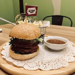 Spicy Satay Sauce Burger at Nature Cafe 自然疏食 - The Aperia in Central Singapore