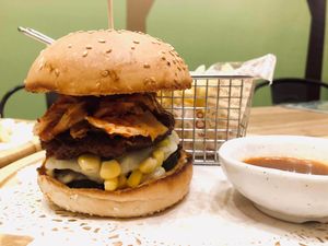 Korean Kimchi Burger at Nature Cafe 自然疏食 - The Aperia in Central Singapore