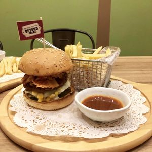 Korean Kimchi Burger at Nature Cafe 自然疏食 - The Aperia in Central Singapore