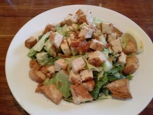 kale Caesar salad with crispy chicken  at Veggie Grill by Next Level in Pasadena