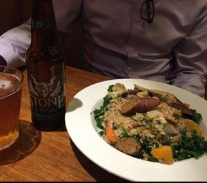 Harvest Bowl and Stone IPA. at Veggie Grill by Next Level in Pasadena