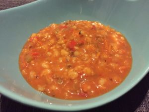 ";beef"; barley soup  at Veggie Grill by Next Level in Pasadena