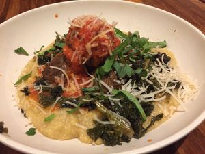 Meatballs + Polenta Bowl at Veggie Grill by Next Level in Pasadena