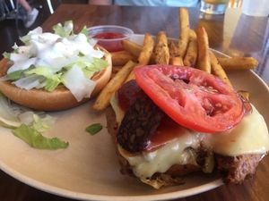 Steak burger at Veggie Grill by Next Level in Pasadena