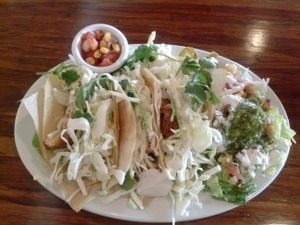 fish tacos at Veggie Grill by Next Level in Pasadena