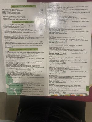 Menu  at The Kathmandu in Torremolinos