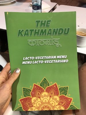 Menu at The Kathmandu in Torremolinos