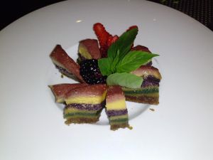 rainbow in the sky at Au Lac - DTLA in Los Angeles