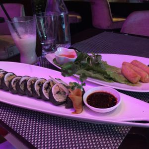 Cali roll, hemp milk & egg-rolls for the win!!! at Au Lac - DTLA in Los Angeles