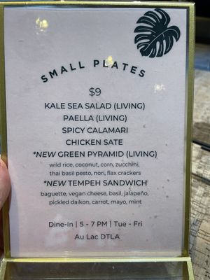 Menu  at Au Lac - DTLA in Los Angeles