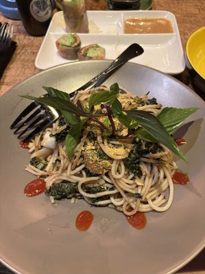 Basil garlic noodles   at Au Lac - DTLA in Los Angeles
