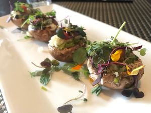 Crimini mushrooms raw at Au Lac - DTLA in Los Angeles