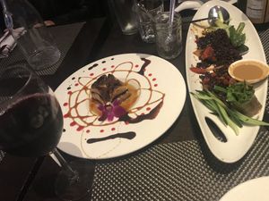 Tiramisu and wine  at Au Lac - DTLA in Los Angeles