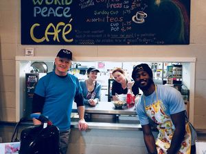 Some of our awesome volunteers during Sunday brunch. at World Peace Cafe in Baltimore
