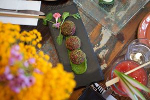Beetroot Bites with Coriander Chutney [V/GFO/NF/OGF] at Vege Rama in West End