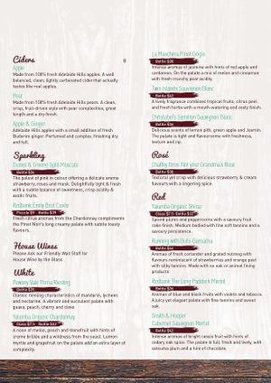 Wine and Cocktail Menu at Vege Rama in West End