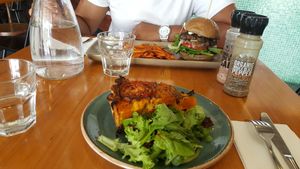 Frittata + bean burger at Vege Rama in West End