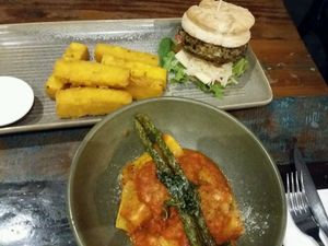 pasta & burger at Vege Rama in West End