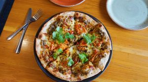 Falafel Pizza at Vege Rama in West End