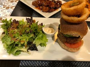 Chickpea and Quinoa Burger! at Mint Brooklyn in Brooklyn