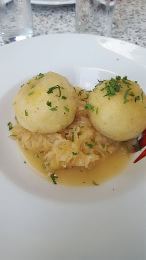vegan Wurstknoedel at Gasthaus am Predigtstuhl in Vienna