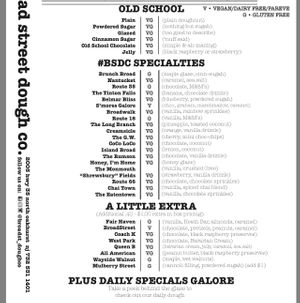 menu at Broad  Street Dough Co in Oakhurst