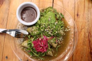 vegan enchiladas! at Co.ConAmor in Tulum