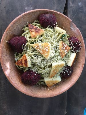 Spaghetti beetballs at Co.ConAmor in Tulum