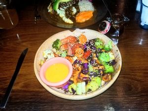 Vegetable stir fry at Co.ConAmor in Tulum