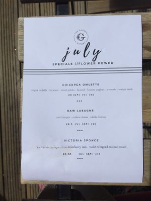 Special Vegan Options July 2018 at The Garden in Hale
